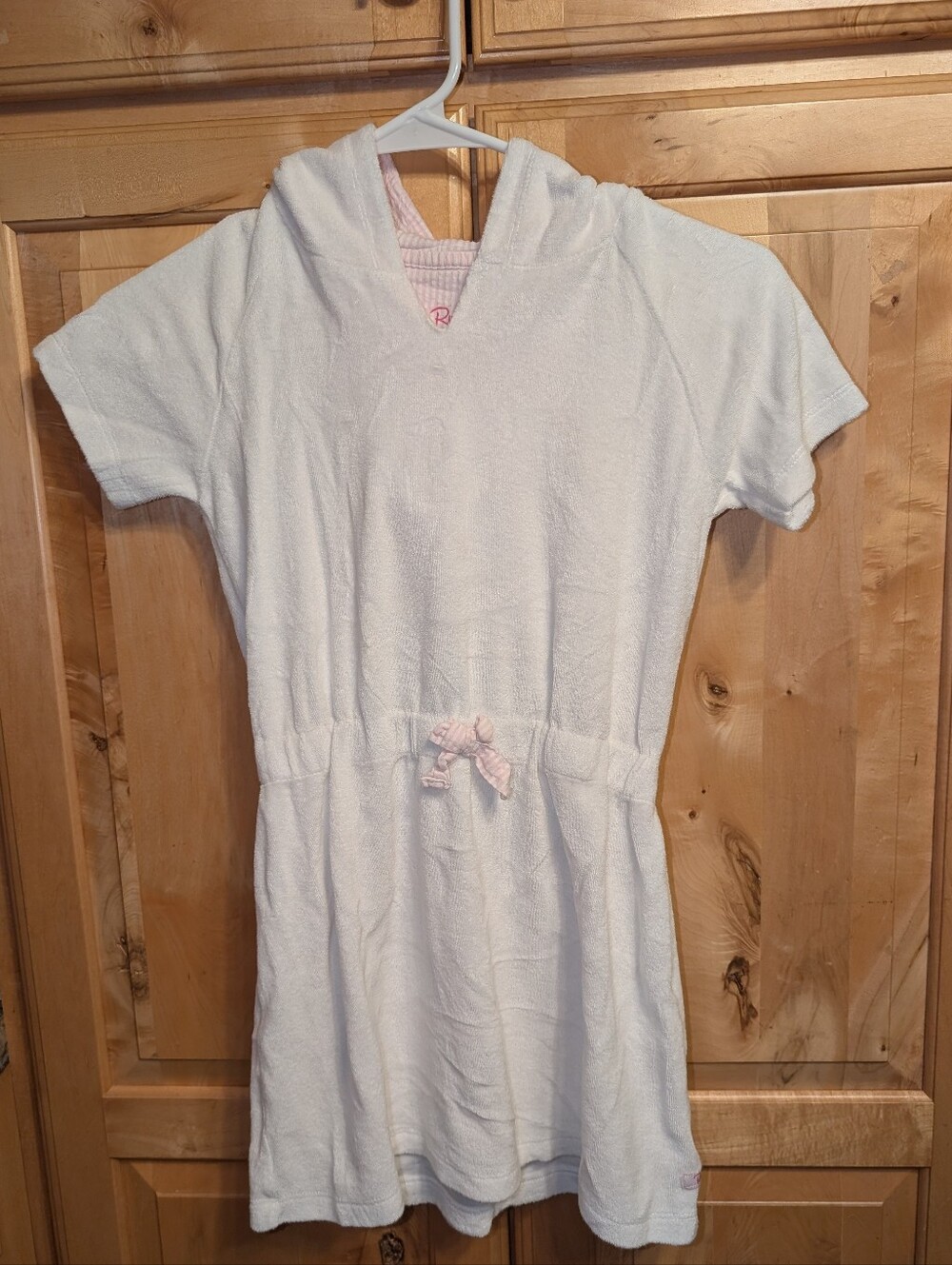 Ruffle Butts- Girls’ White Terry Cloth Hooded Swim Cover-Up Dress 🤍